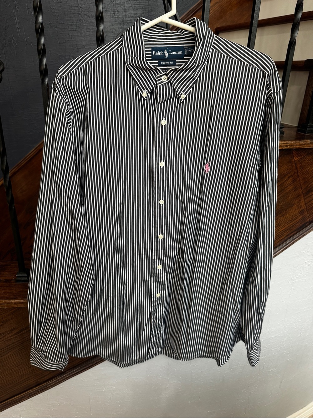 XL Ralph Lauren Men’s Black & White Stripe Button-Down Shirt